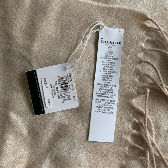NWT Authentic Coach Wool Blend Scarf Shawl - Picture 6 of 6